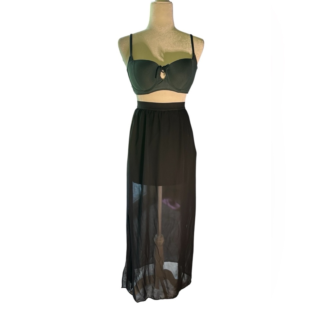 H&M Black Draped Plunge Skirt |Minimal Chic